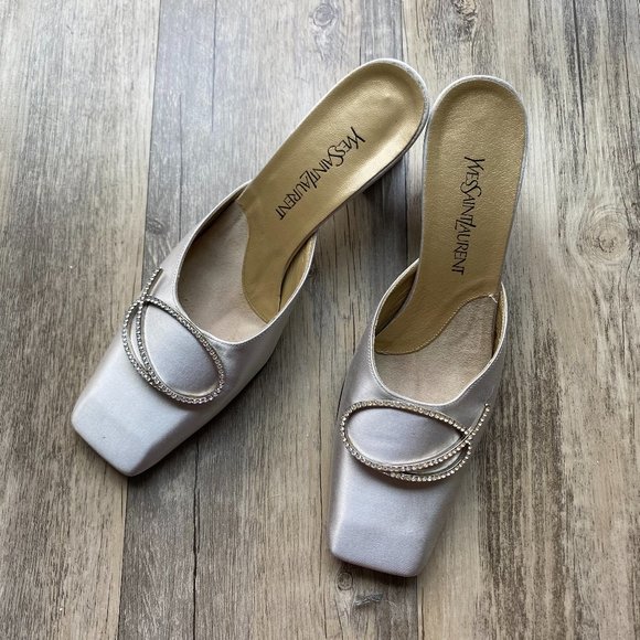 Yves Saint Laurent Shoes - ~Vintage~ Silver Yves Saint Laurent Kitten Heels